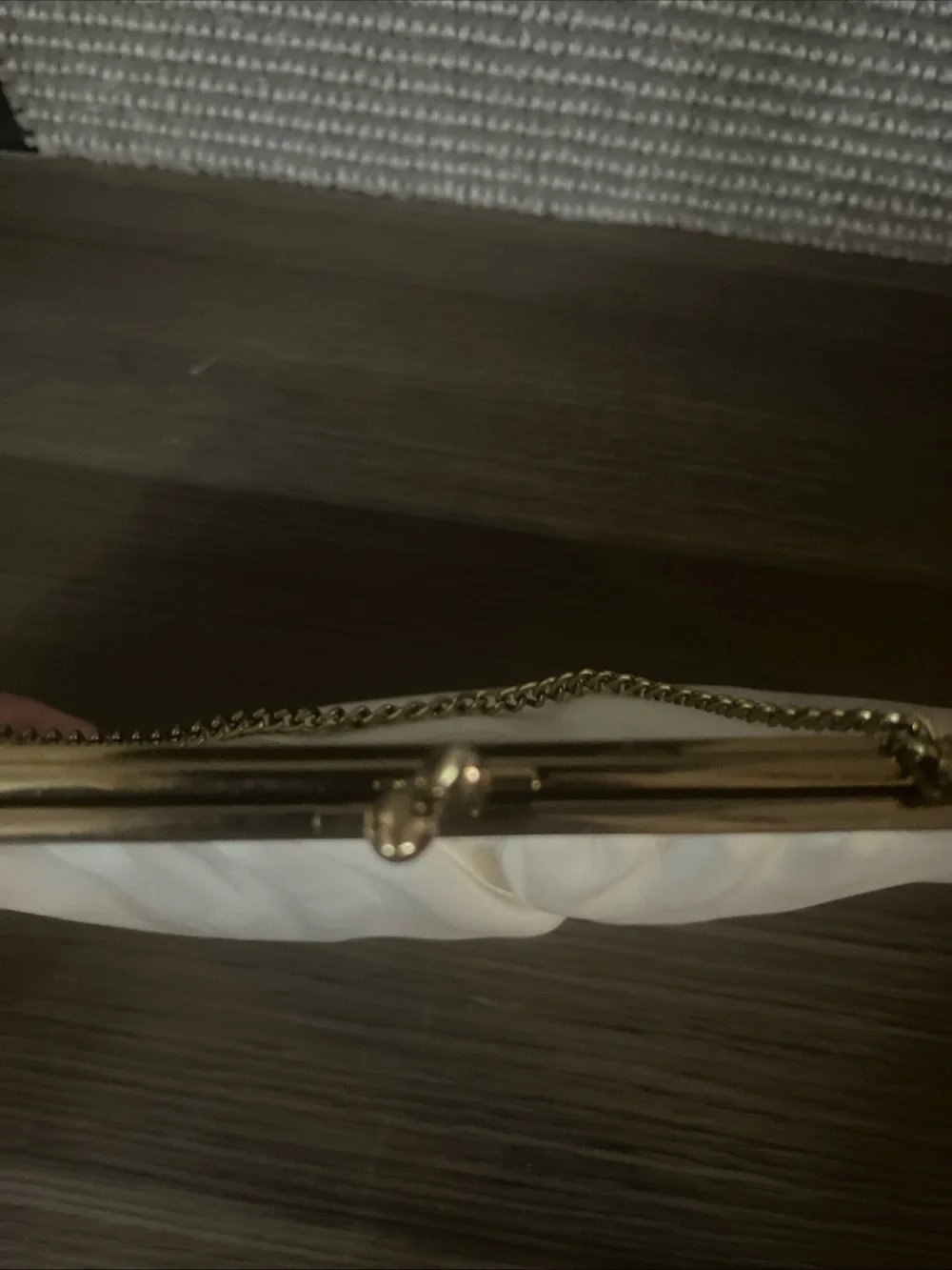 Classic White Evening Clutch with Gold Chain